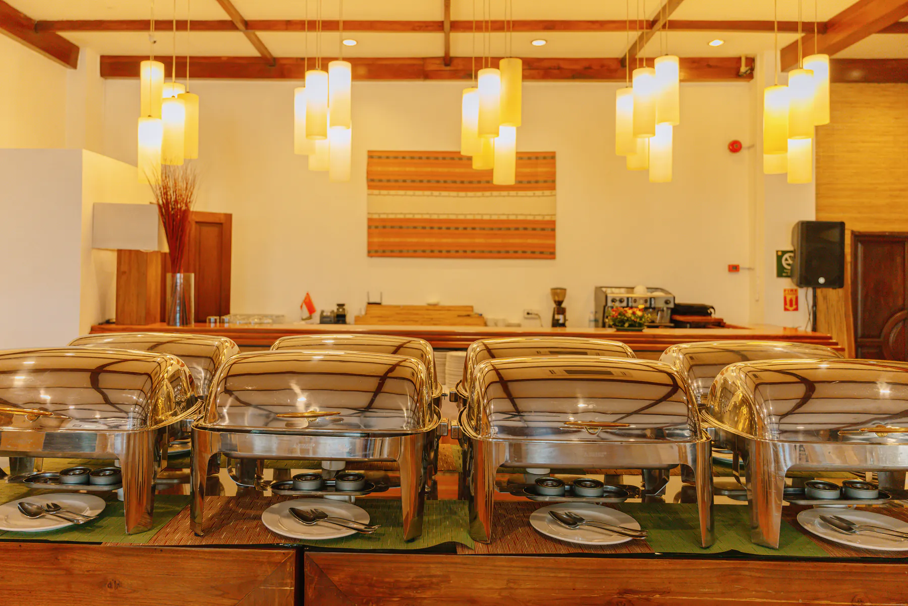 Buffet line set up inside the function room